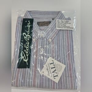 NOS Eddie Bauer STRIPED Button Down Shirt Men's XXLT Long Sleeve Oxford NWT